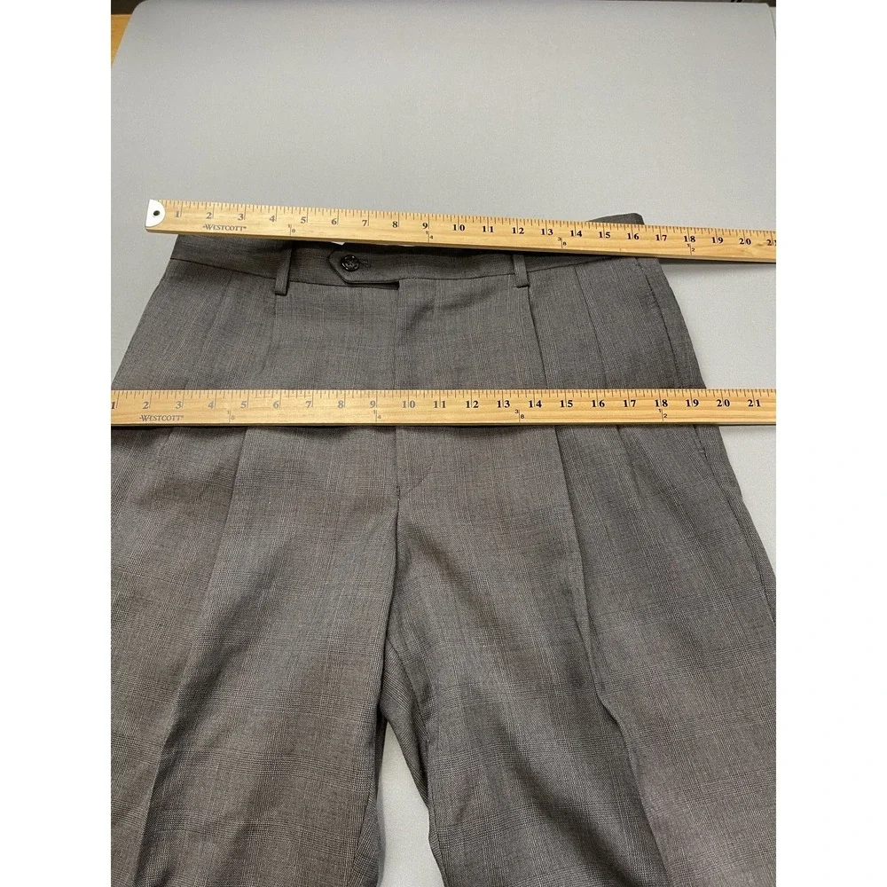 Jos‎ A Bank Mens Suit 40R Jacket & Pants Set Gray Plaid 2 Piece US 33 Waist